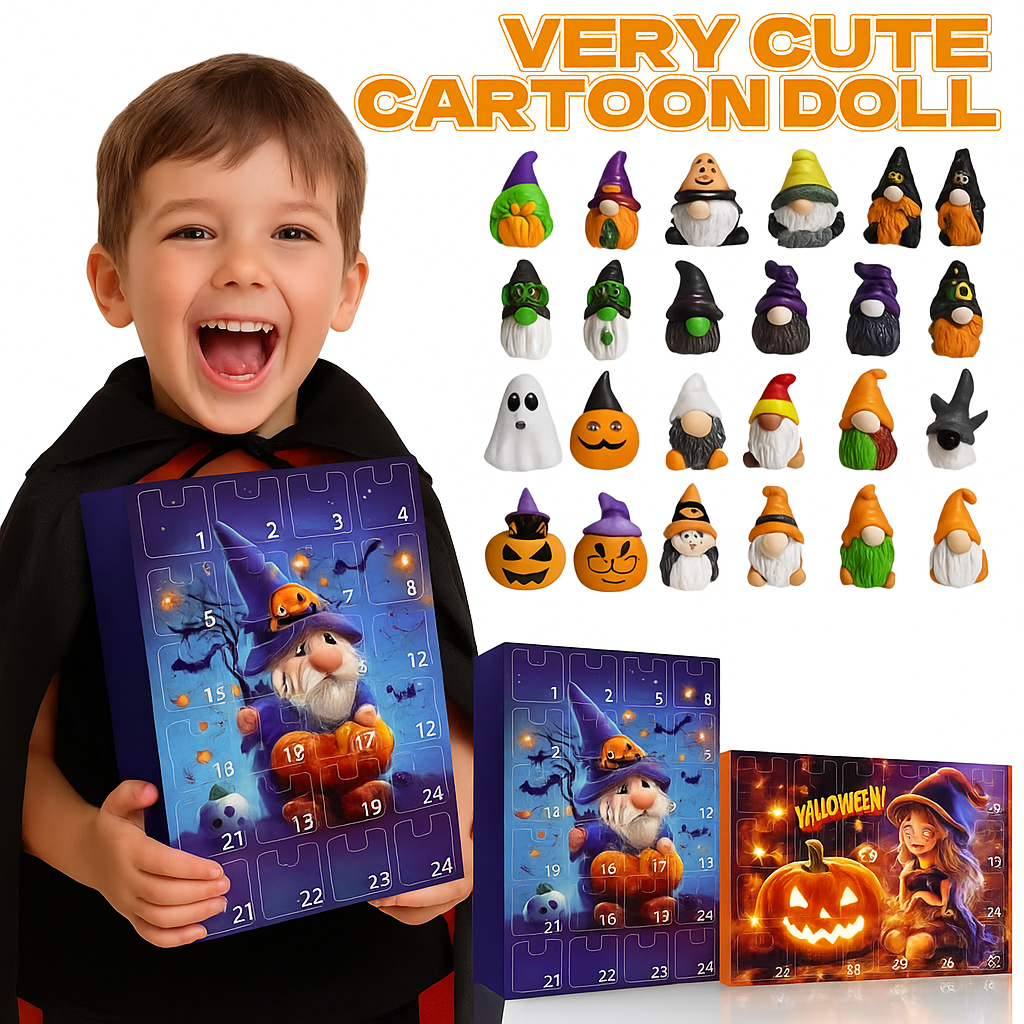 Halloween Cartoon Gnome Advent Calendar 2025 – 24 Days Cute Doll Figures Collection for Kids
