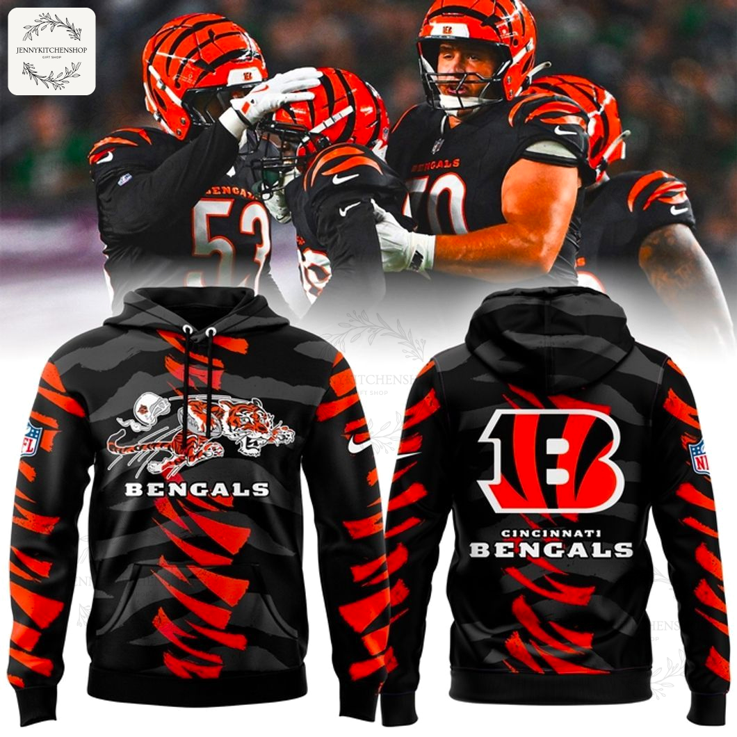 Cincinnati Bengals Tiger Stripe Hoodie 2025 Fan Gear Pullover