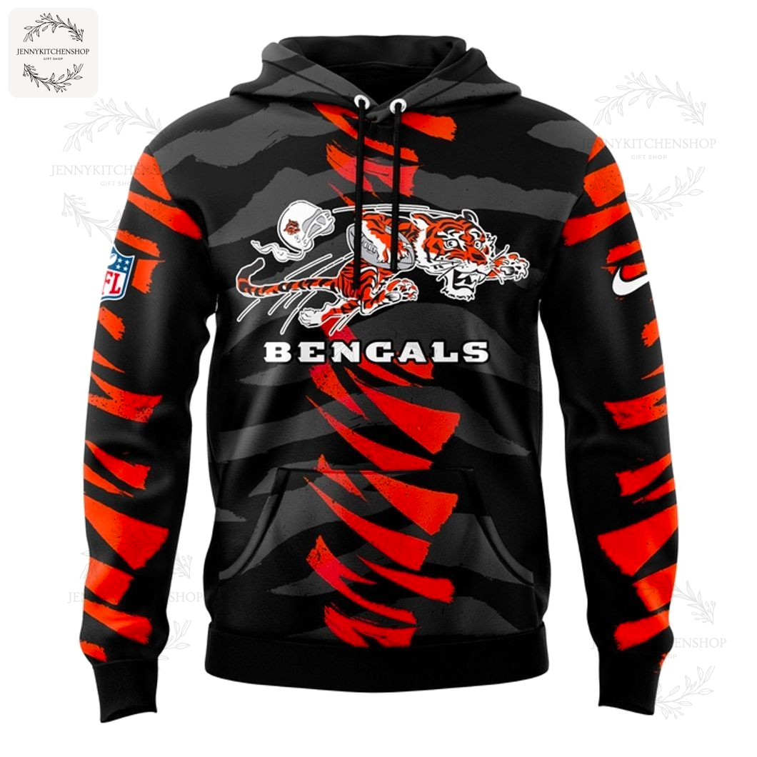 Cincinnati Bengals Tiger Stripe Hoodie 2025 Fan Gear Pullover