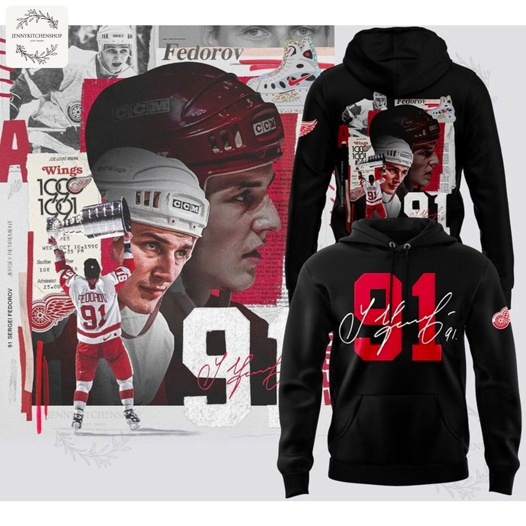 Detroit Red Wings 91 Sergei Fedorov Hoodie