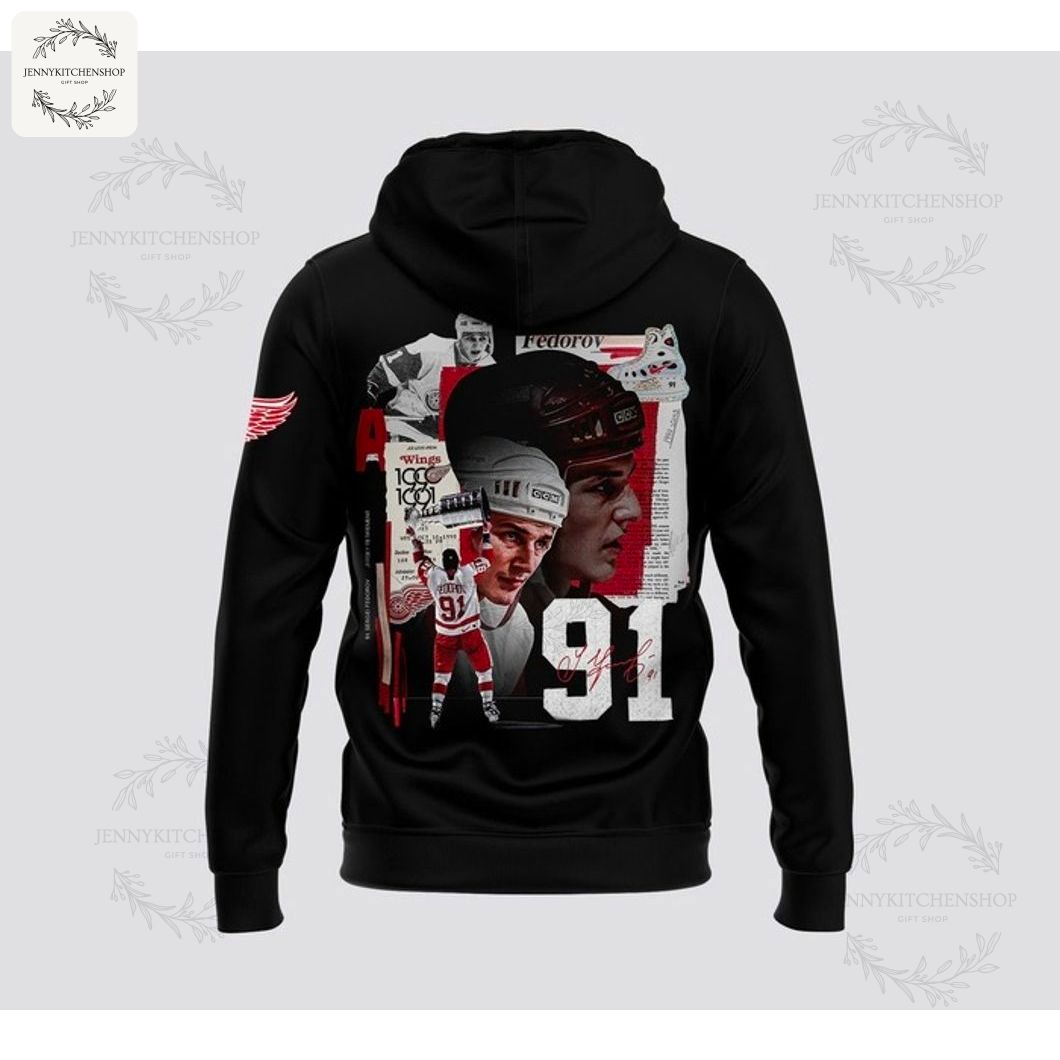 Detroit Red Wings 91 Sergei Fedorov Hoodie