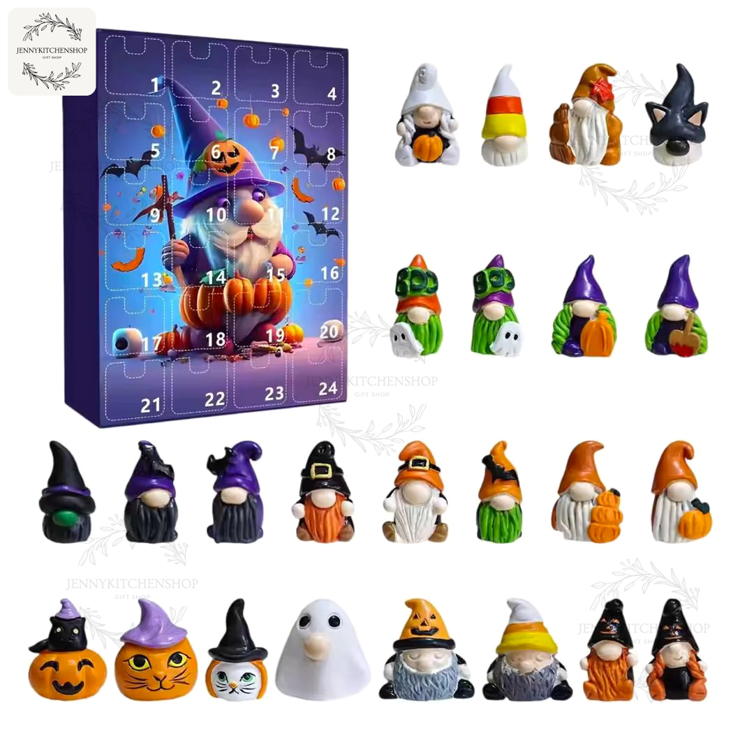 Halloween Cartoon Gnome Advent Calendar 2025 – 24 Days Cute Doll Figures Collection for Kids