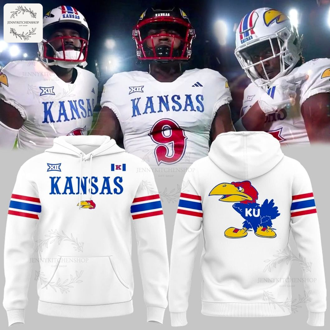 Kansas Jayhawks White Hoodie Retro College Football Fan Gear