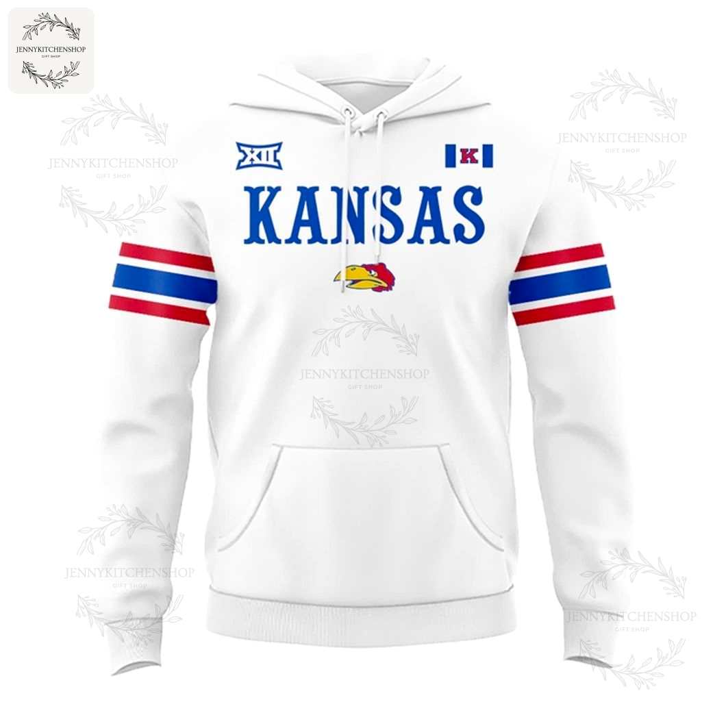 Kansas Jayhawks White Hoodie Retro College Football Fan Gear