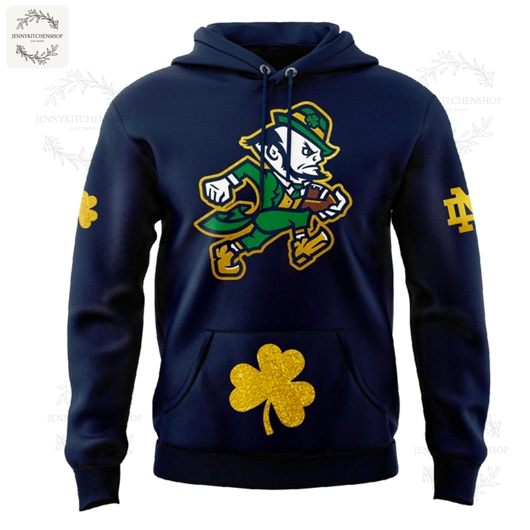 Notre Dame Fighting Irish Navy Hoodie New Football Leprechaun Collection 2025