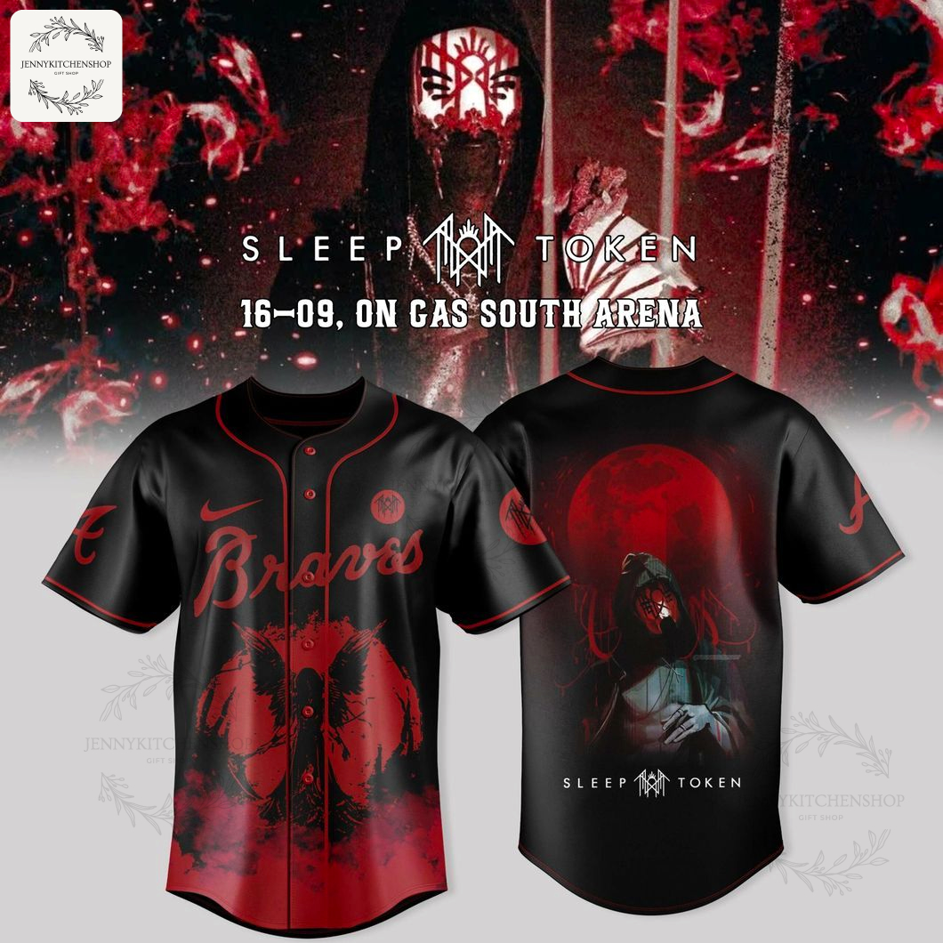 Sleep Token x Braves Inspired Black Baseball Jersey – Limited Edition Concert Design