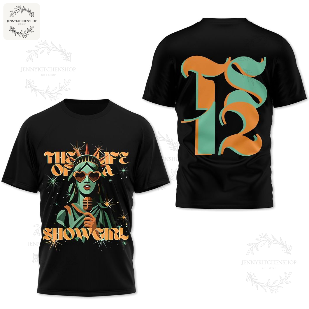 Taylor Swift 2025 TS12 The Life Of A Showgirl 2025 Black T-Shirt