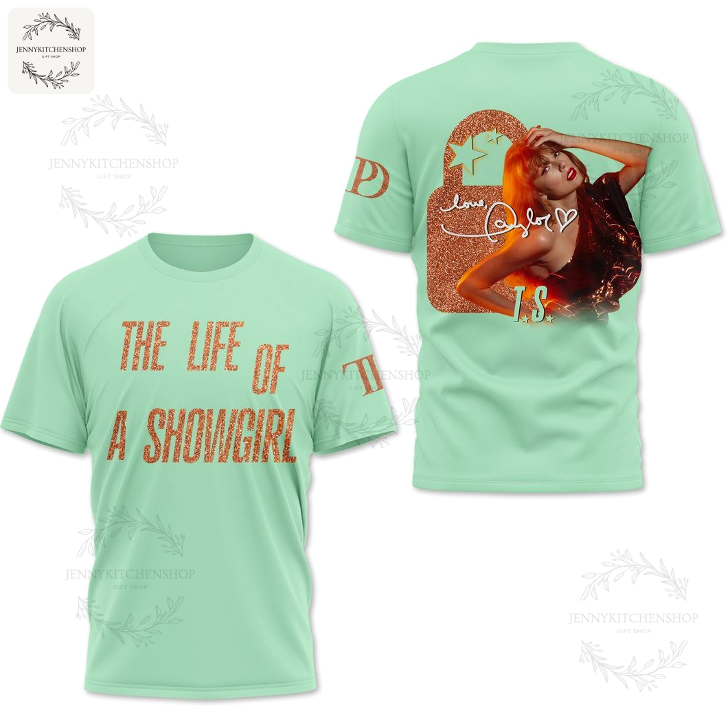 The Life Of A Showgirl Love Taylor Swift 2025 Green T-Shirt