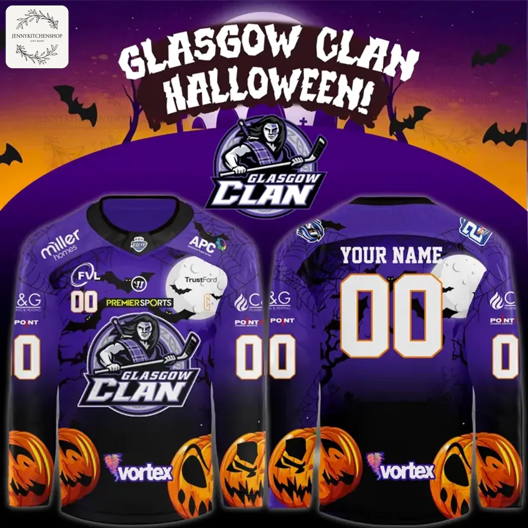 Glasgow Clan Halloween Custom Hockey Jersey Glasgow Clan Halloween Custom Hockey Jersey