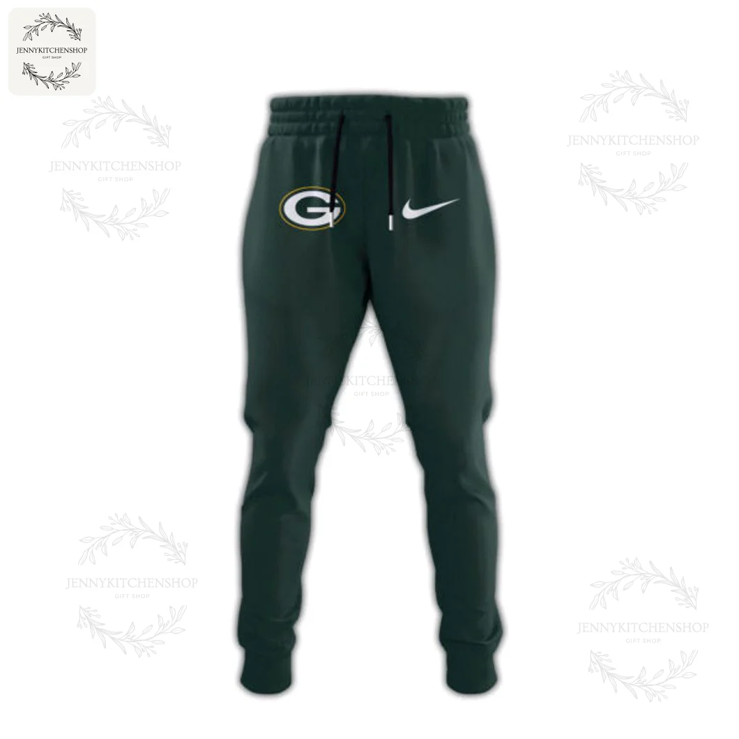 Green Bay Packers Logo Dark Green Jogger Sweatpants A pair of dark green jogger sweatpants featuring the classic Green Bay Packers G logo on the upper left thigh.