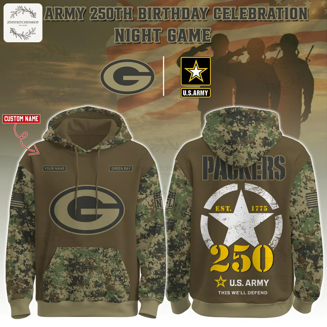 Green Bay Packers GB-Army 250th Birthday Hoodie Limited Edions