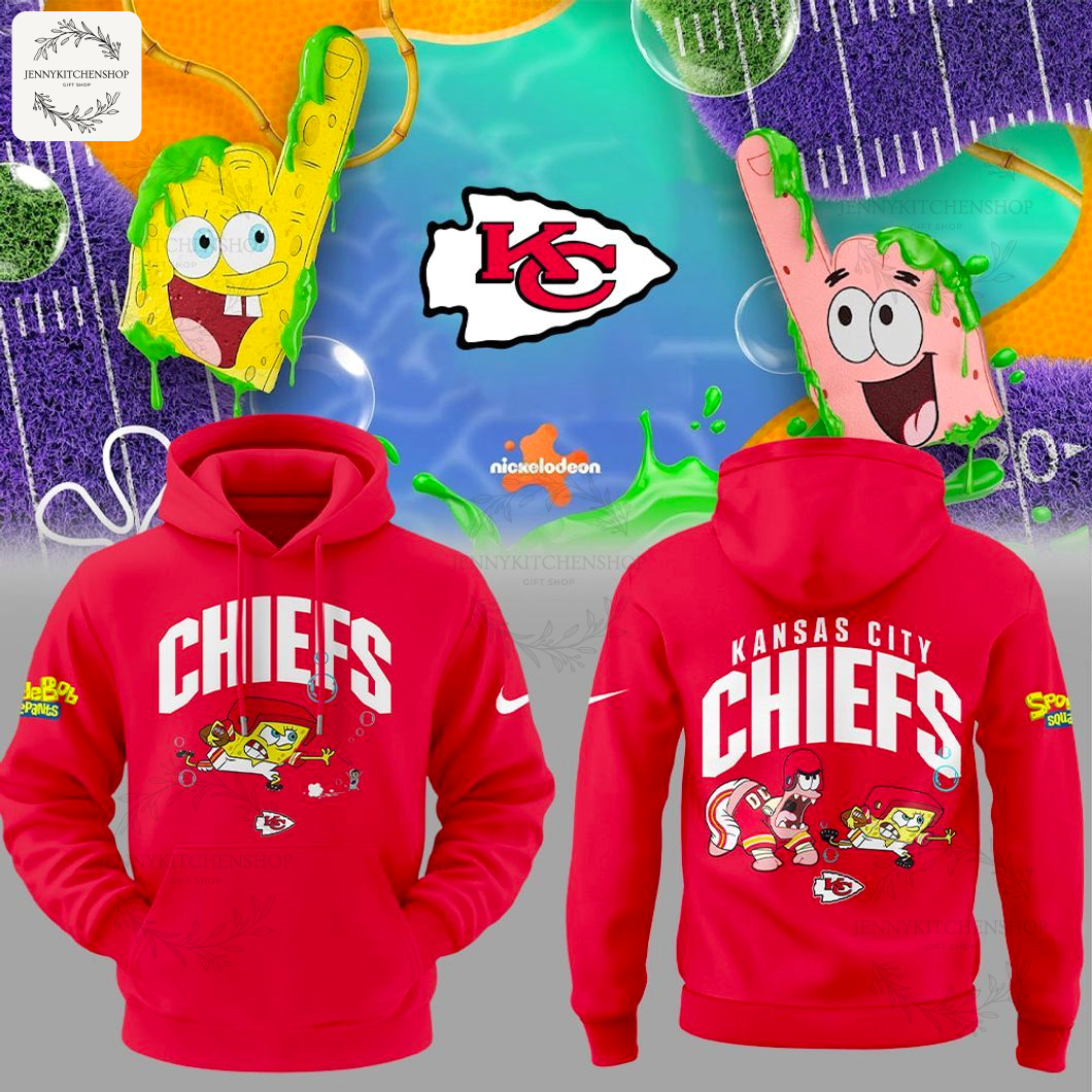 Kansas City Chiefs X SpongeBob Art Design Red Hoodie