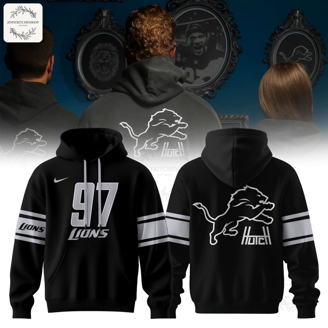 Official Detroit Lions Hutch 97 Black Hoodie Premium Fan Apparel