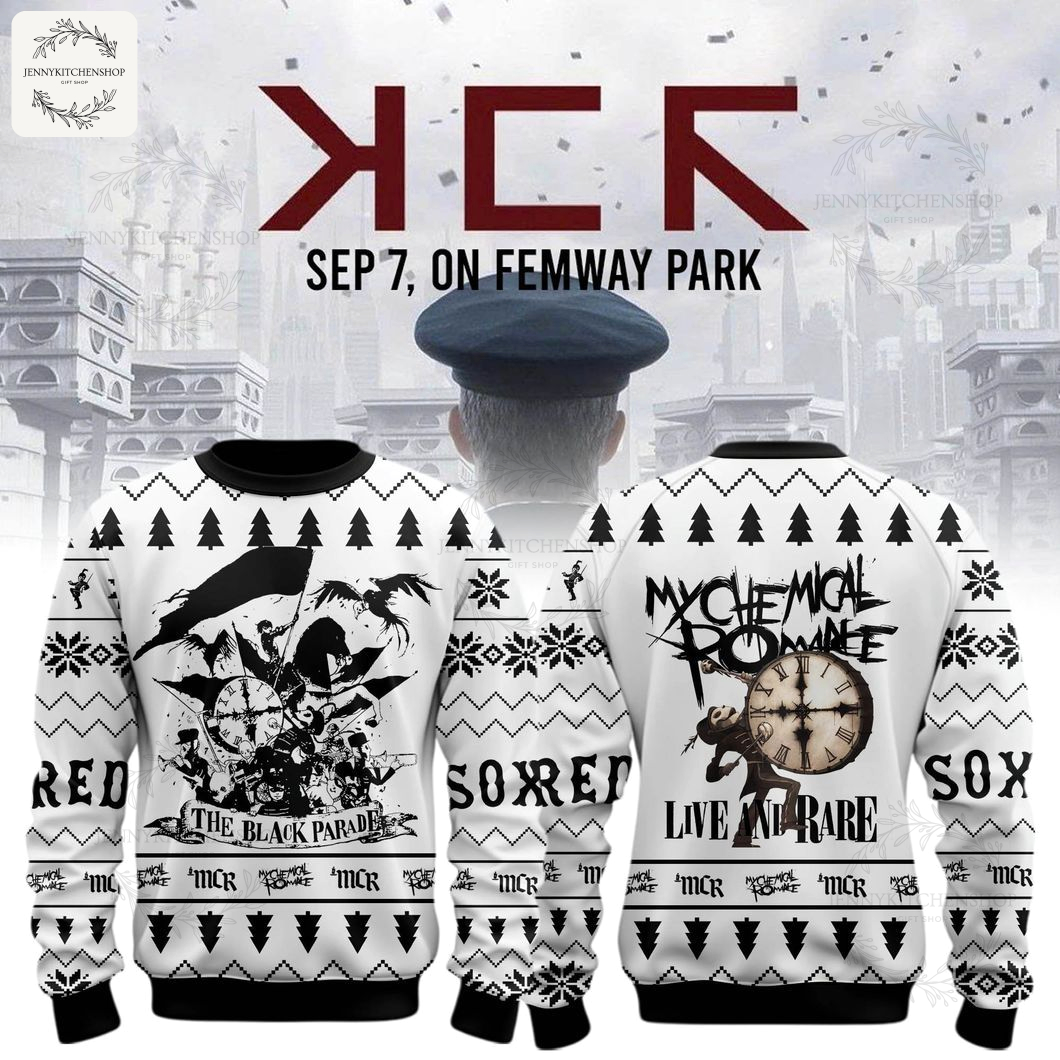 Red Sox My Chemical Romance tour sweatshirt featuring Black Parade and Live and Rare designs
