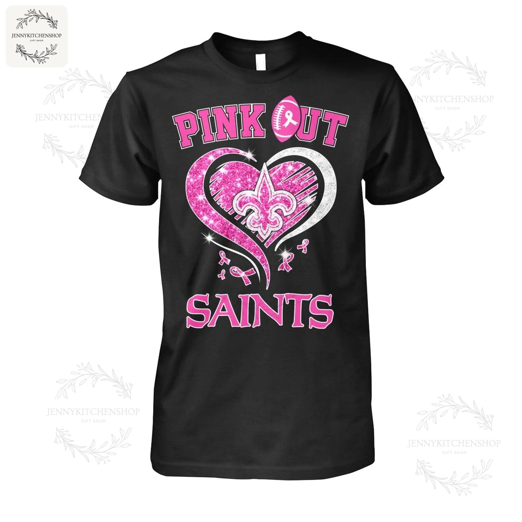 Saints Pink Out Heart Top Show NOLA Pride & Support Breast Cancer Awareness