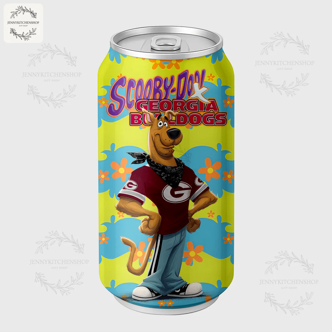 Scooby-Doo x Georgia Bulldogs Coca Tumbler - Confident Side View Side angle of the Scooby-Doo Georgia Bulldogs tumbler, featuring Scooby-Doo standing confidently with his hands on his hips.