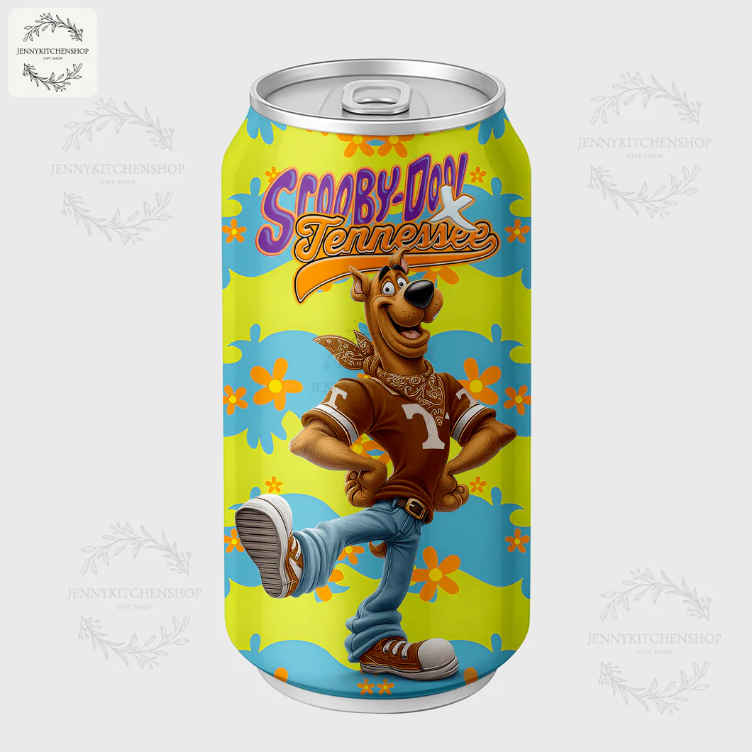 Front view of the Tennessee Volunteers Scooby-Doo Coca Tumbler, showing Scooby standing confidently with hands on his hips.