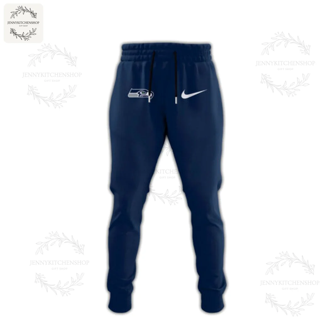 Seattle Seahawks Navy Blue Logo Joggers for Combo Set A pair of navy blue Seattle Seahawks joggers with the team logo and a white Nike swoosh on the upper left thigh.