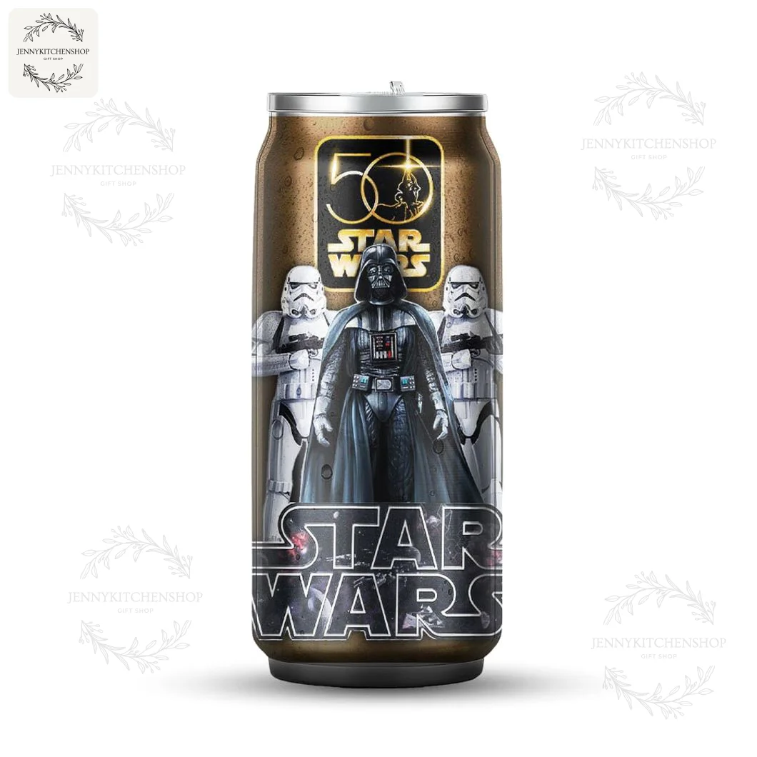 A front view of the Star Wars 50 Years Fans Can Tumbler with Darth Vader graphic, shown on a clean white background.