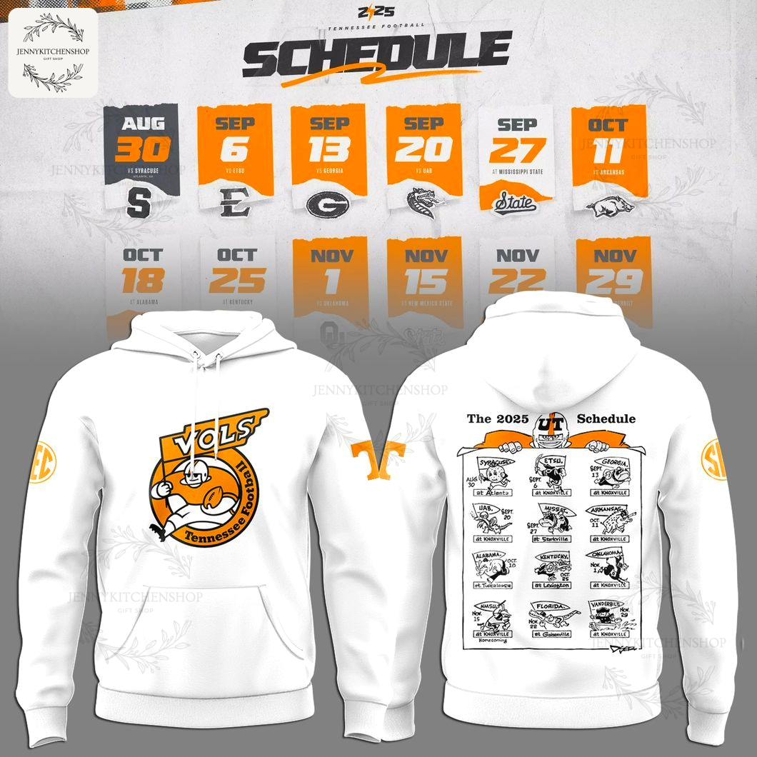 Tennessee Volunteers 2025 Schedule Hoodie - Stay Warm & Ready for Football!