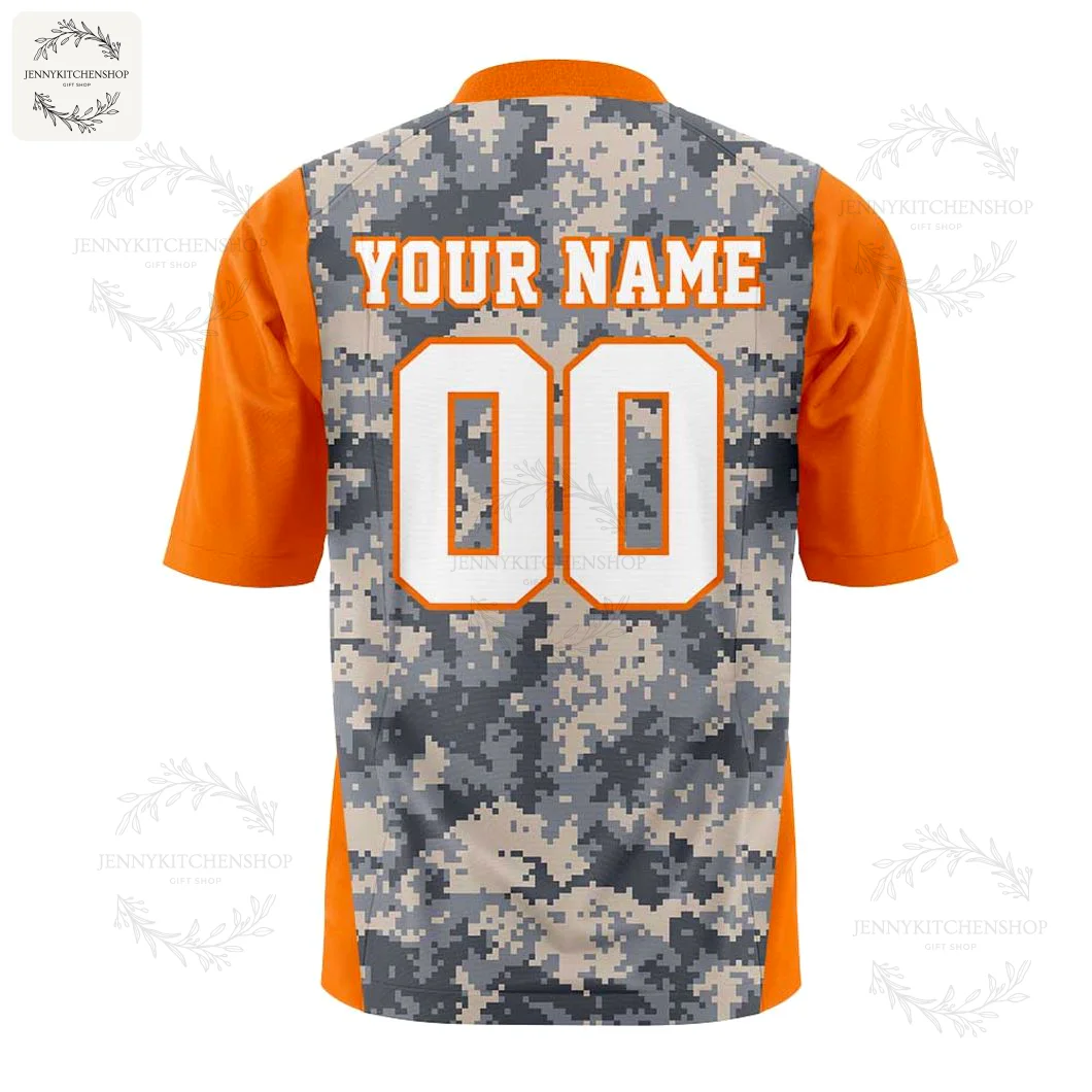 Back of the customizable UTEP Miners For Our Heroes jersey, showing YOUR NAME and 00 on the digital camo pattern.