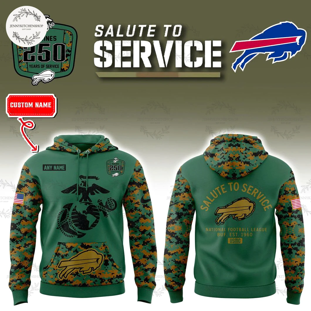 Buffalo Bills 2025 Salute to Service Marines 250 Limited Edition Hoodie
