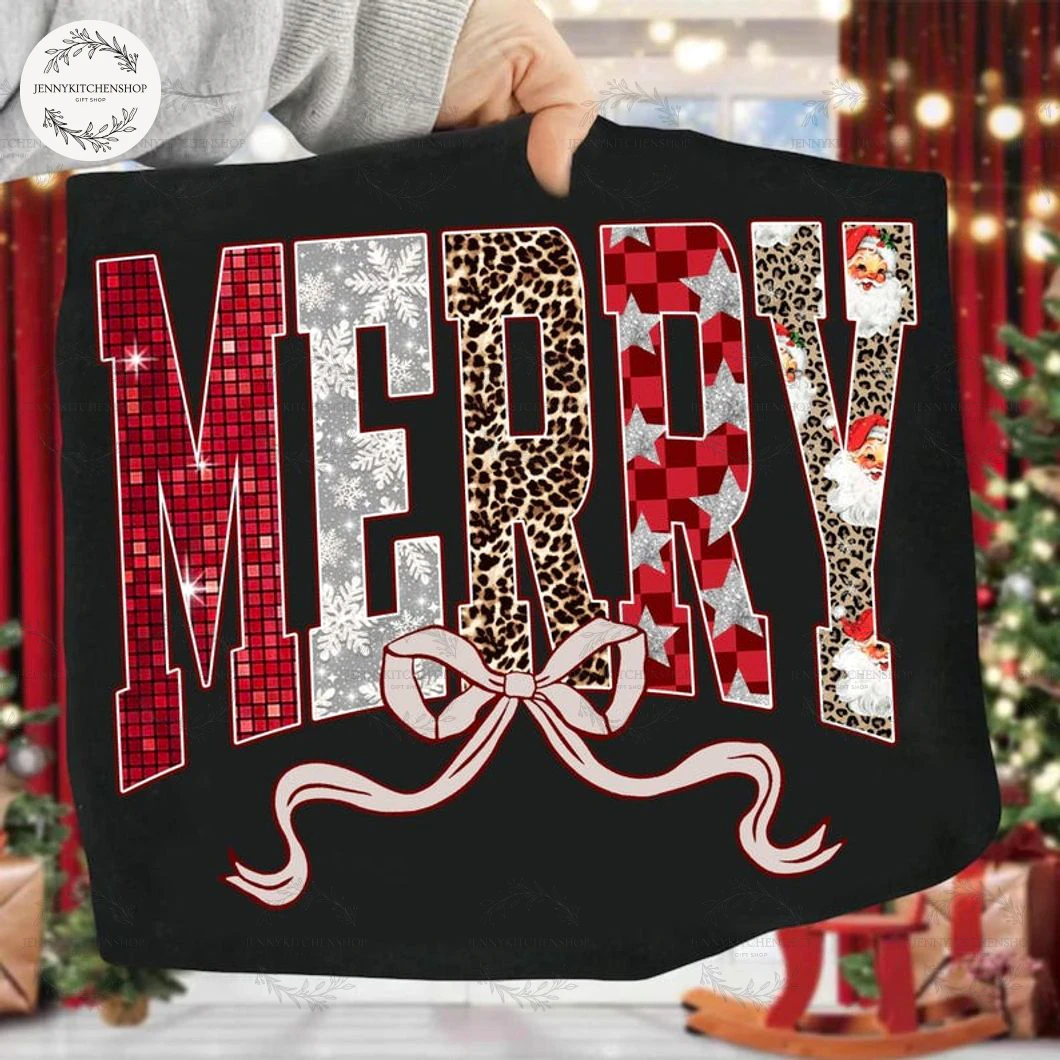 Checkered Star Merry Christmas T-Shirt Checkered Star Merry Christmas T-Shirt