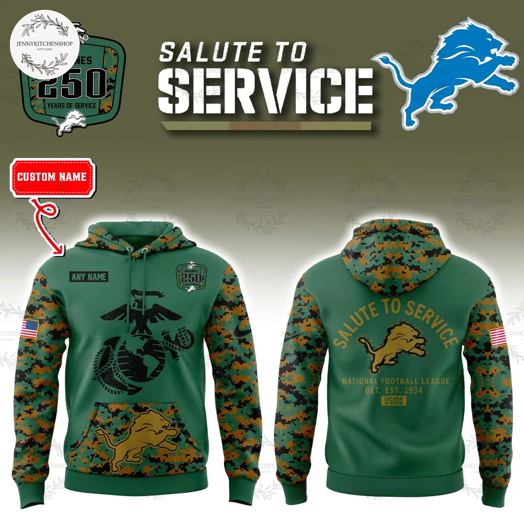 Detroit Lions 2025 Salute to Service Camo Limited Hoodie