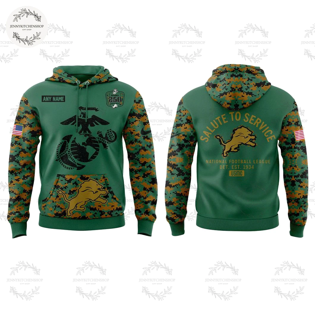 Detroit Lions 2025 Salute to Service Camo Limited Hoodie