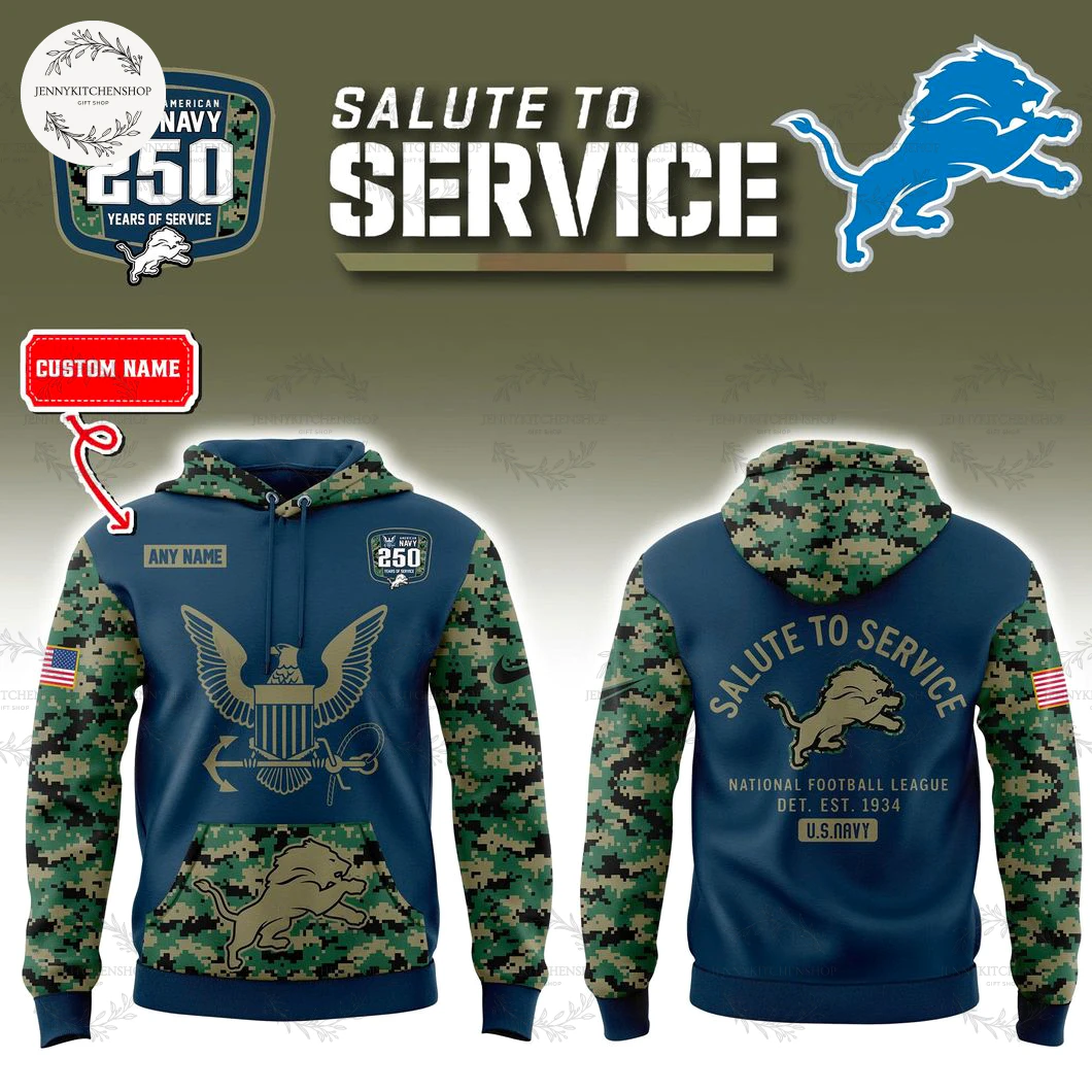 Detroit Lions 2025 Salute to Service Navy 250 Limited Edition Hoodie