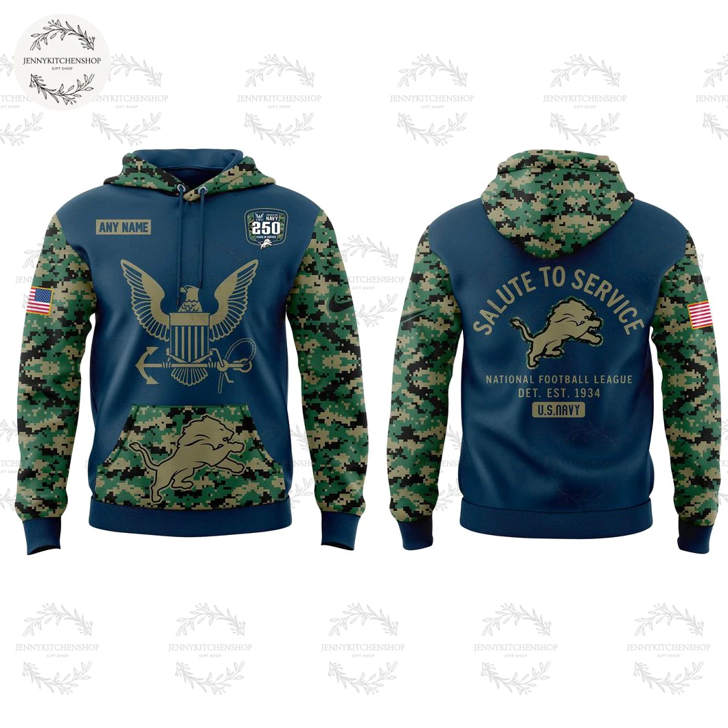 Detroit Lions 2025 Salute to Service Navy 250 Limited Edition Hoodie