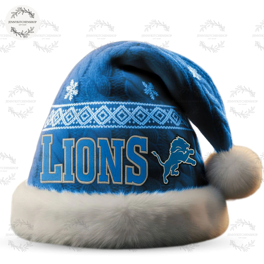 Detroit Lions New 2025 Christmas For Fans Santa Hat