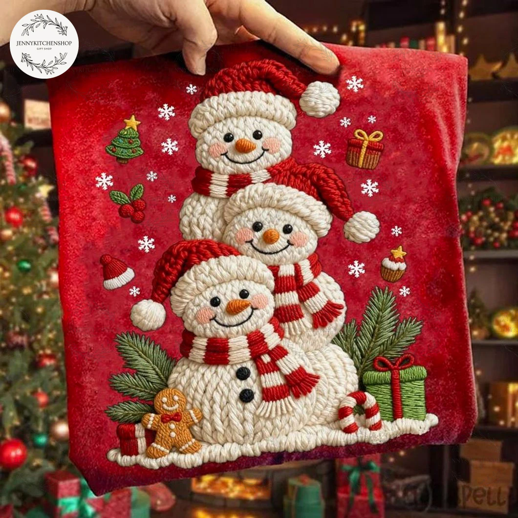 Faux Yarn Snowman Cute Christmas T-Shirt Faux Yarn Snowman Cute Christmas T-Shirt