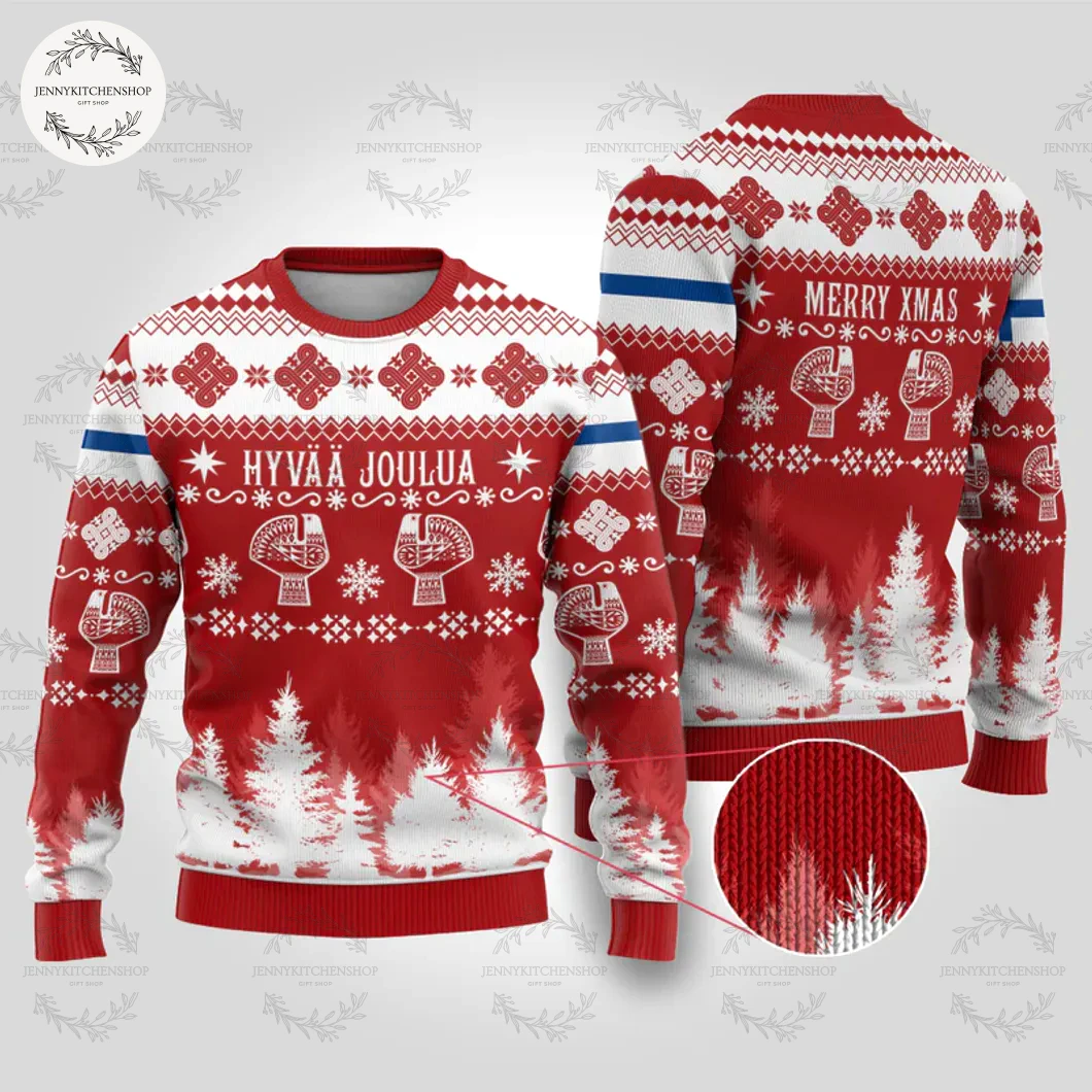 Finland Christmas Hannunvaakuna Tattoo Ugly Christmas Sweater