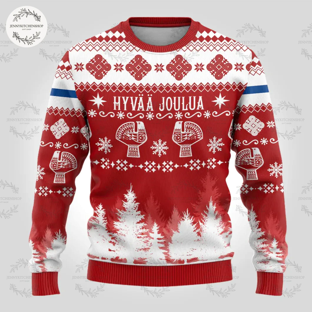 Finland Christmas Hannunvaakuna Tattoo Ugly Christmas Sweater