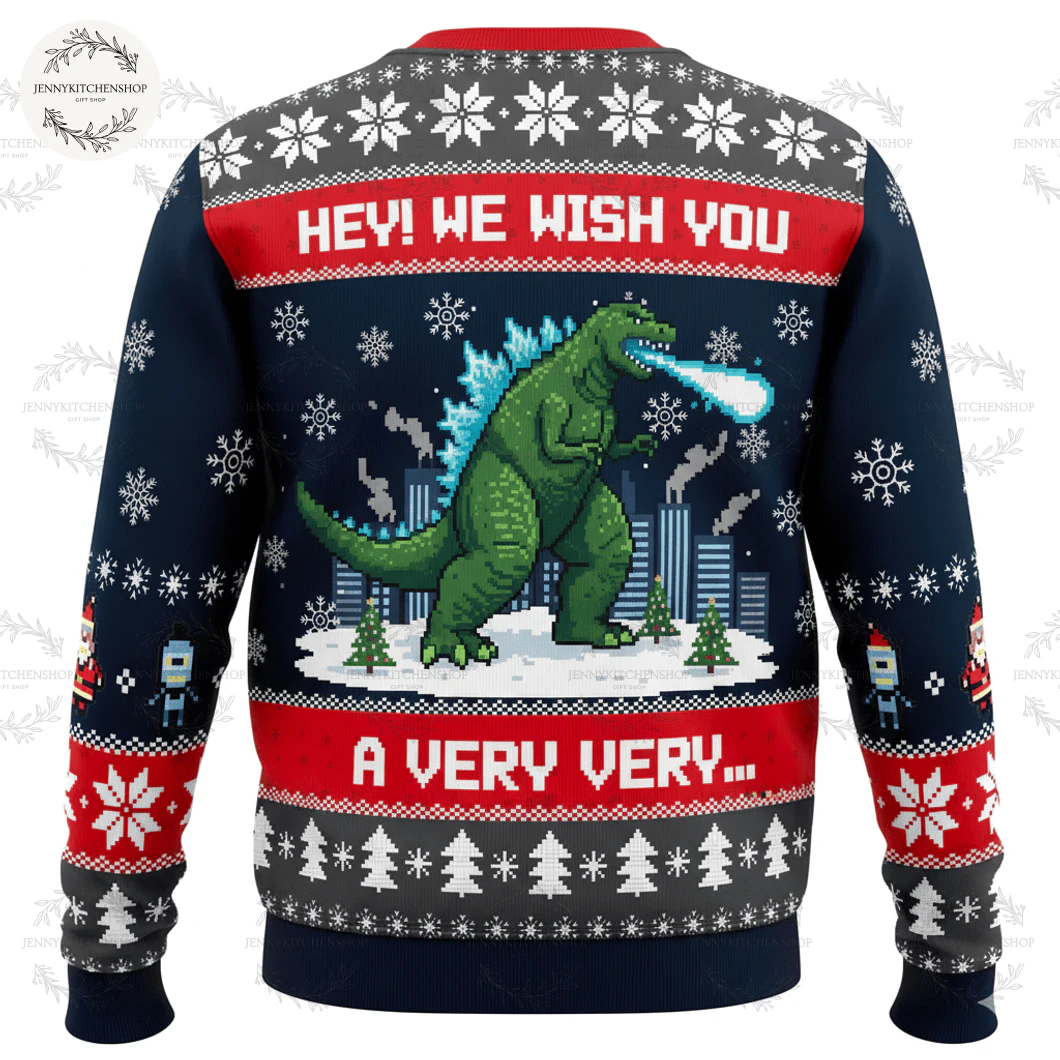 Godzilla We With You Christmas Ugly Sweater