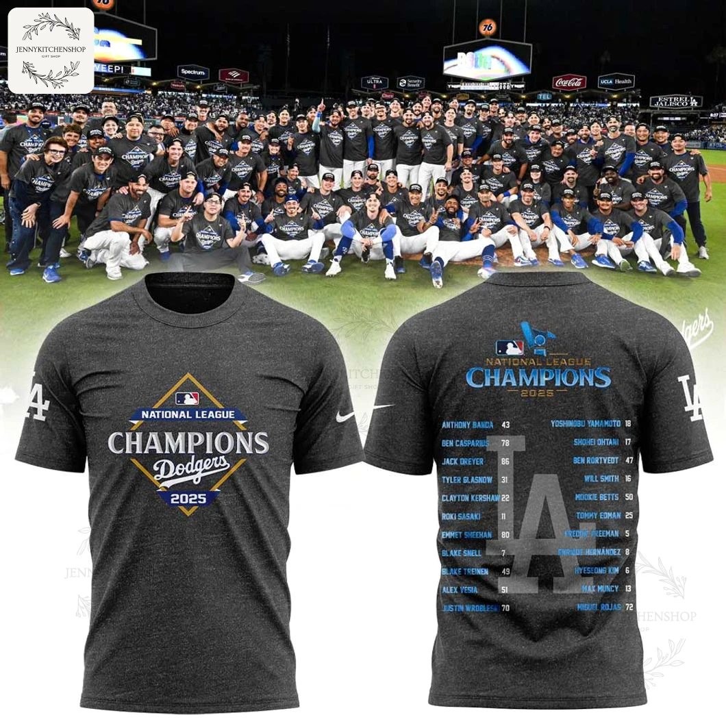 La Dodgers 2025 National League Champions Gray T Shirt 1