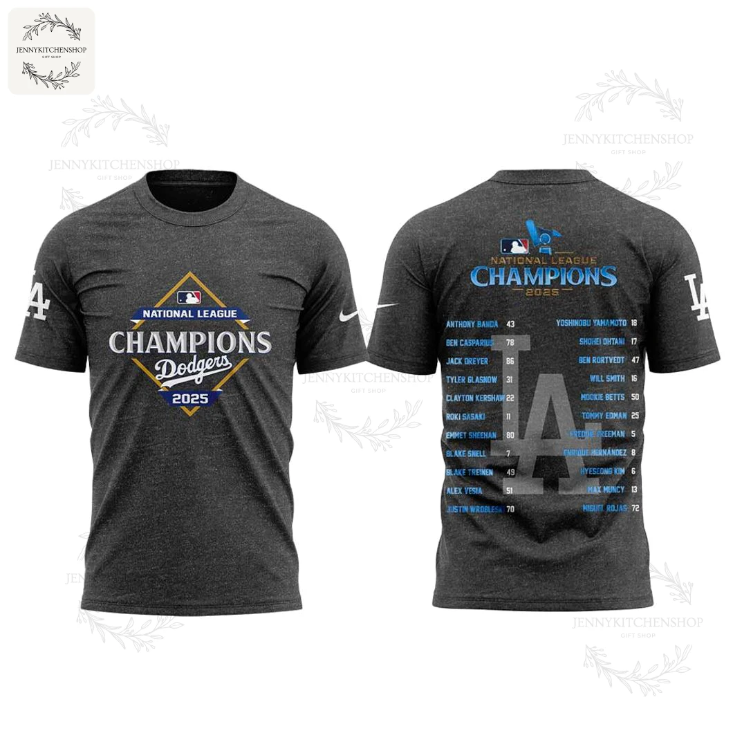 La Dodgers 2025 National League Champions Gray T Shirt 2