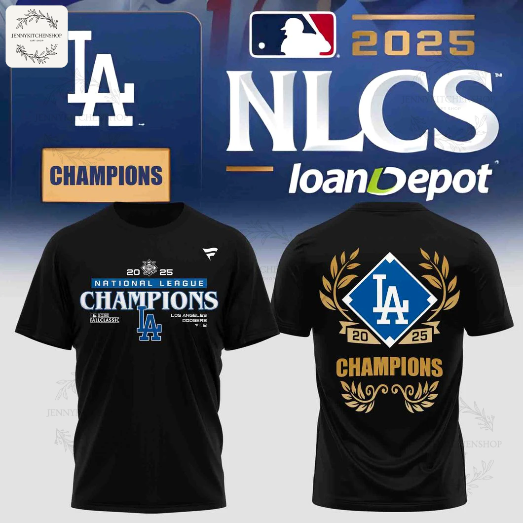 Los Angeles Dodgers 2025 National League Champions Black Shirt