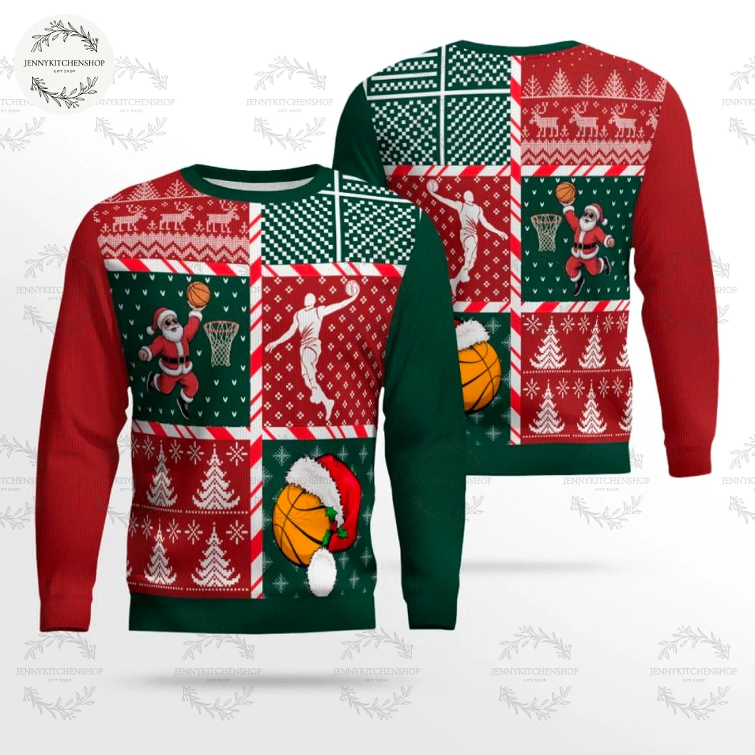 Men Merry Swishmas Basketball Ugly Sweater
