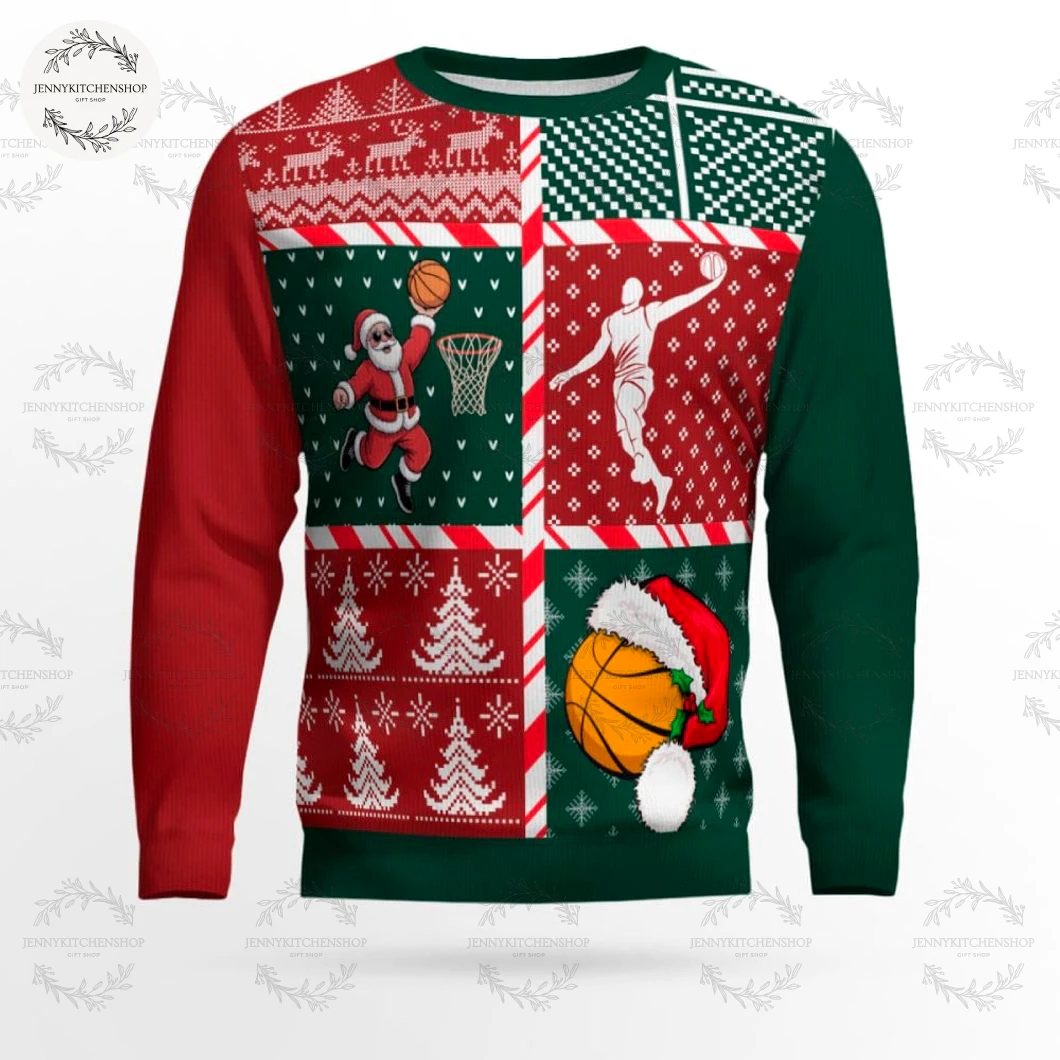 Men Merry Swishmas Basketball Ugly Sweater