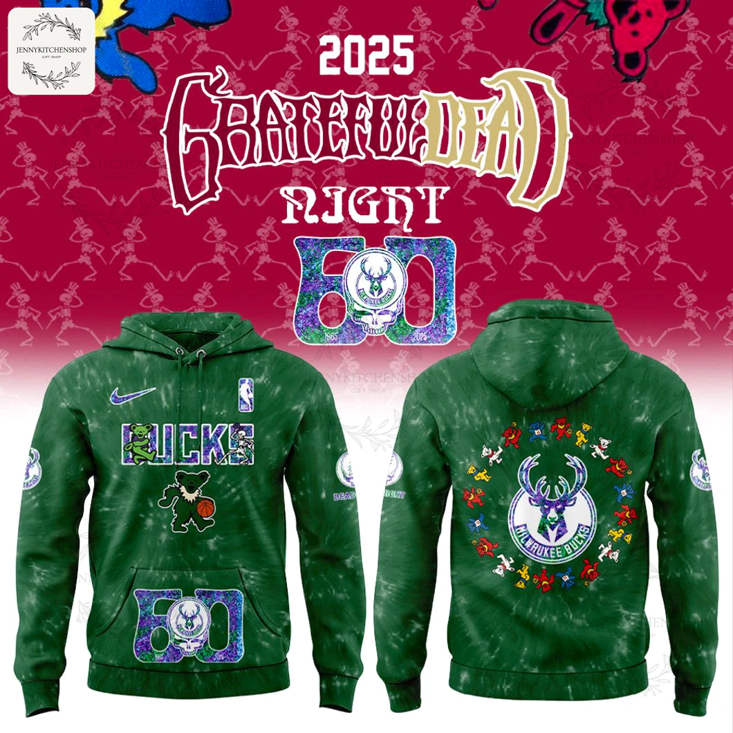 Milwaukee Bucks Grateful Dead 60th Anniversary 2025 Hoodie