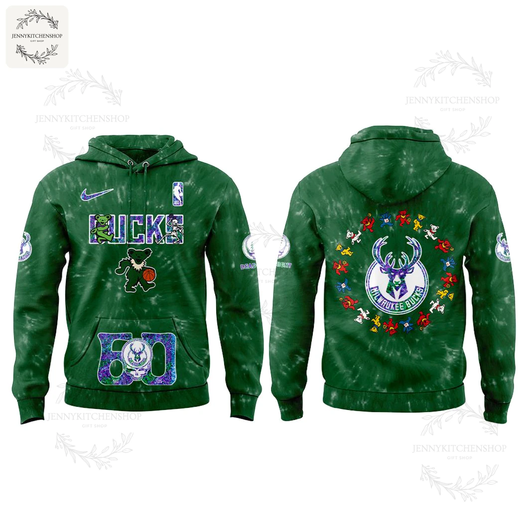 Milwaukee Bucks Grateful Dead 60th Anniversary 2025 Hoodie