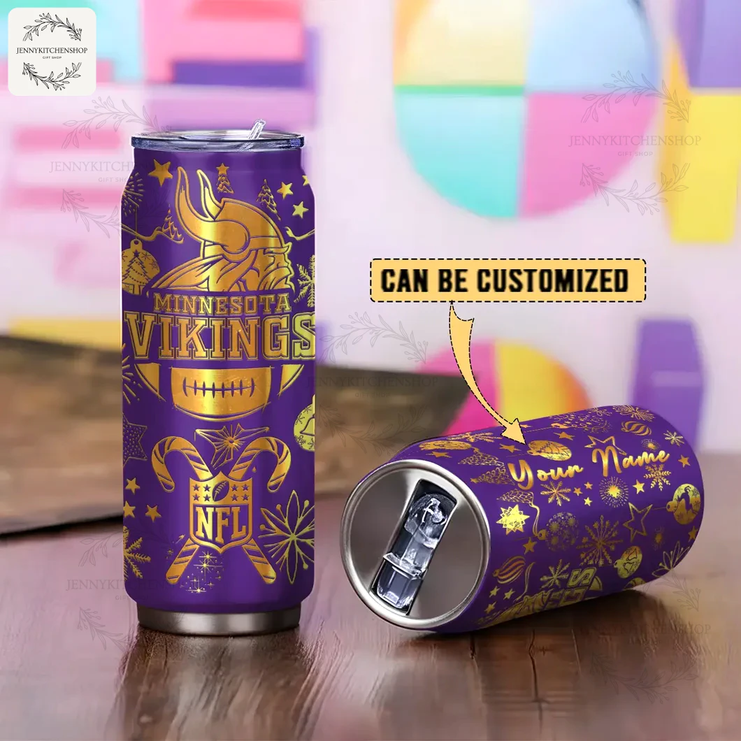 Minnesota Vikings X Christmas Can Shaped Tumbler 4