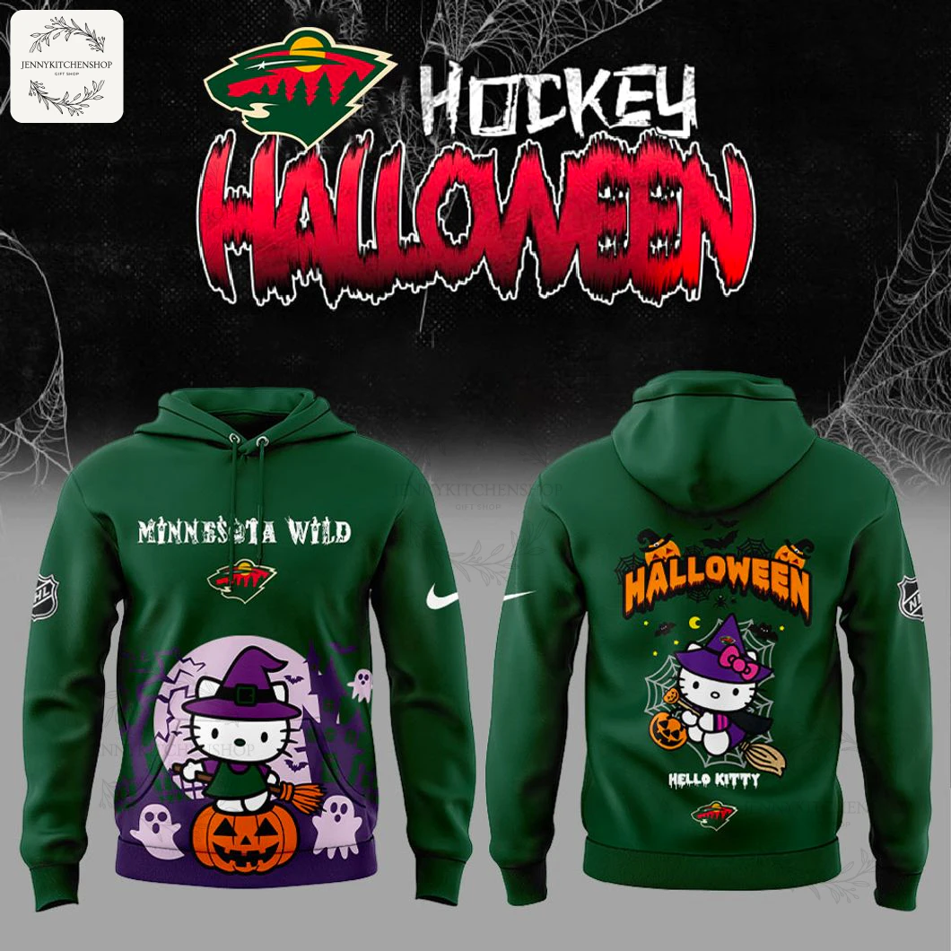 Minnesota Wild X Hello Kitty Happy Halloween 2025 Limited Hoodie 1