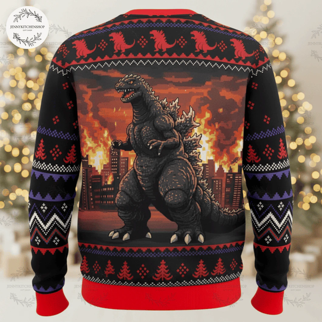 New Godzilla Christmas Beautiful Ugly Sweater