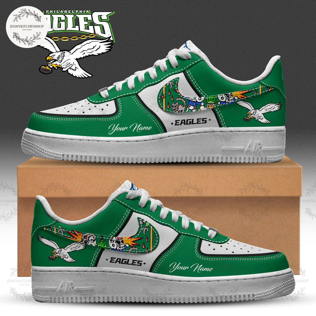 Philadelphia Eagles 2025 Kelly Green H34 Sew Air Force 1 Sneakers