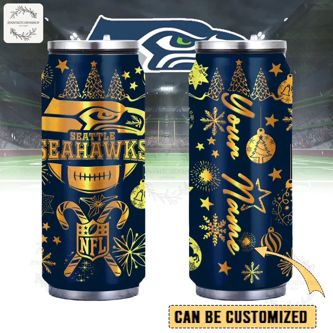 Seattle Seahawks x Christmas Can Shaped Tumbler Gifts For Fan