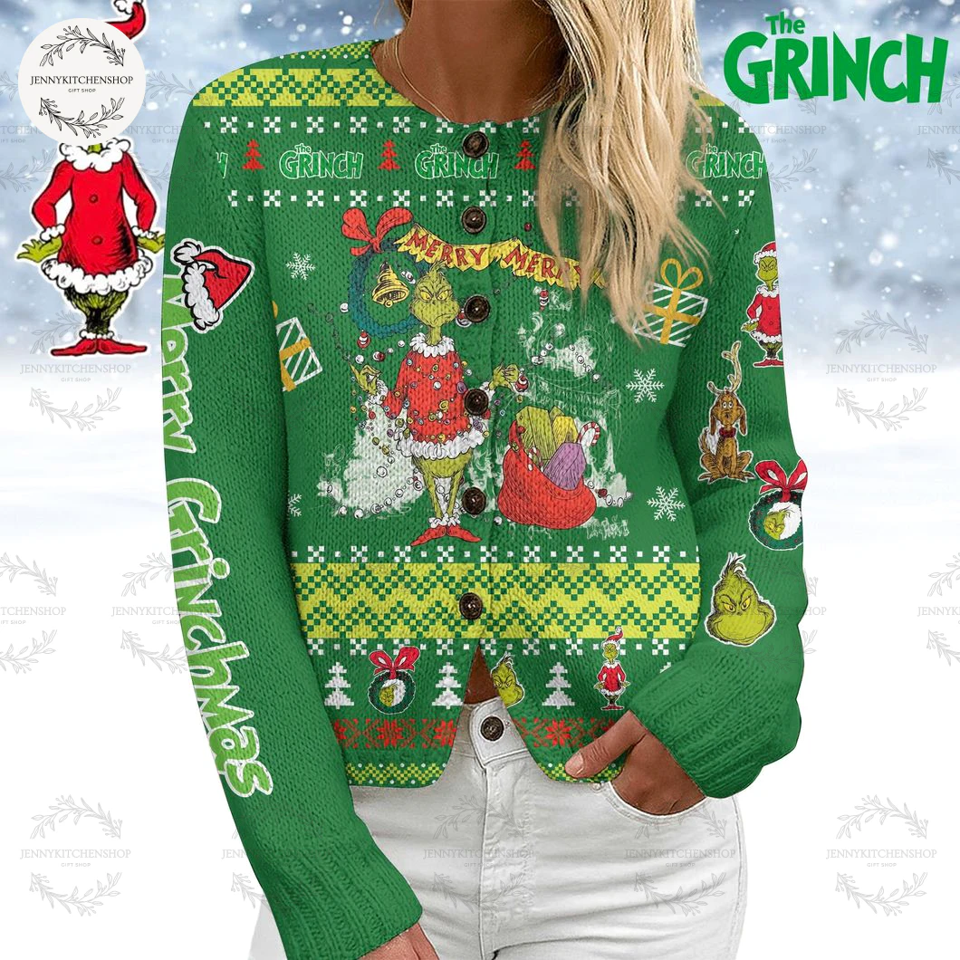 The Grinch Merry Christmas Cardigan Sweater