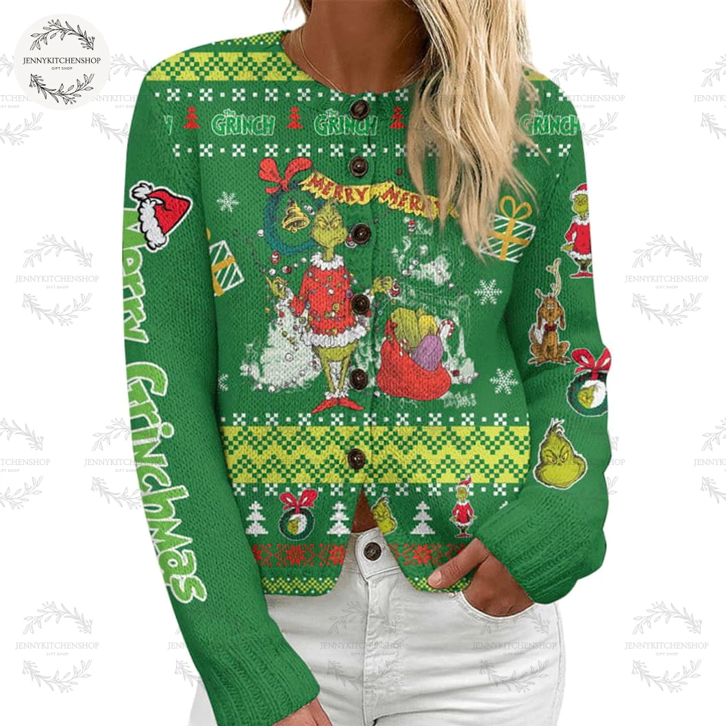 The Grinch Merry Christmas Cardigan Sweater
